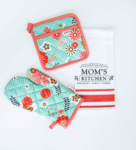 Oven Mitts & Pot Holders Mom's Kitchen 3 Piece Linen Set Simply Whimsical 7 Sisters Gifts & Wellness