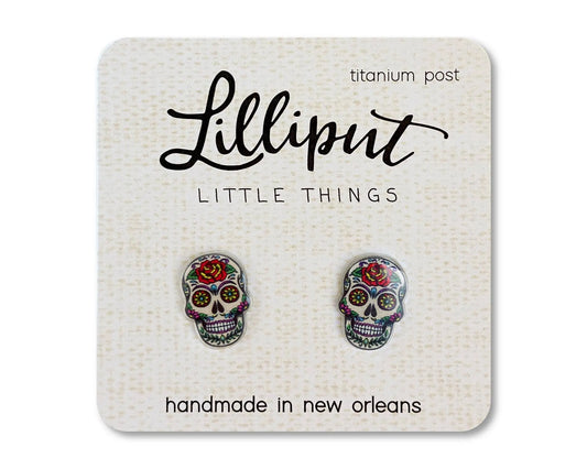 Apparel & Accessories NEW Sugar Skull Earrings Lilliput Little Things 7 Sisters Gifts & Wellness