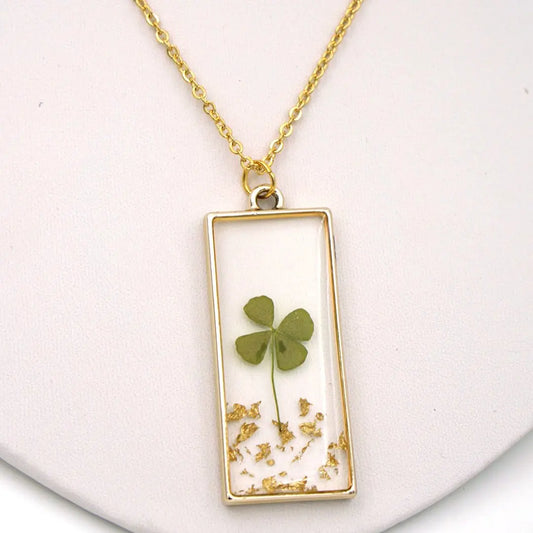 Necklaces Four Leaf Clover Necklace - Gold Leaf The Pretty Pickle 7 Sisters Gifts & Wellness