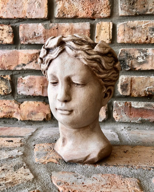 Pots & Planters Statue Head Planter -Antique Travertine 7 Sisters Gifts & Wellness 7 Sisters Gifts & Wellness