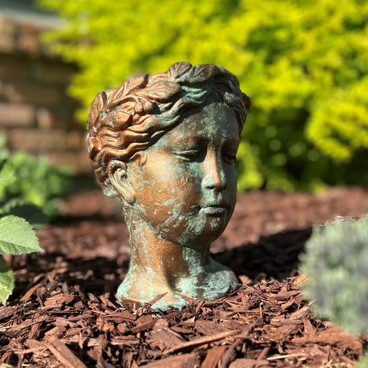 Pots & Planters Statue Head Planter -Patina Copper 7 Sisters Gifts & Wellness 7 Sisters Gifts & Wellness